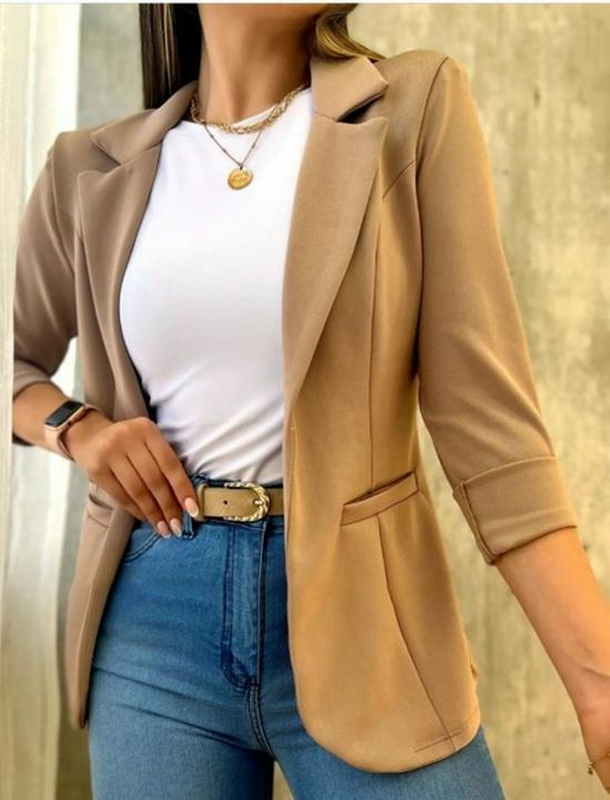 2026 Autumn Women’s Solid Color Long-Sleeved Suit Jacket - Casual & Versatile