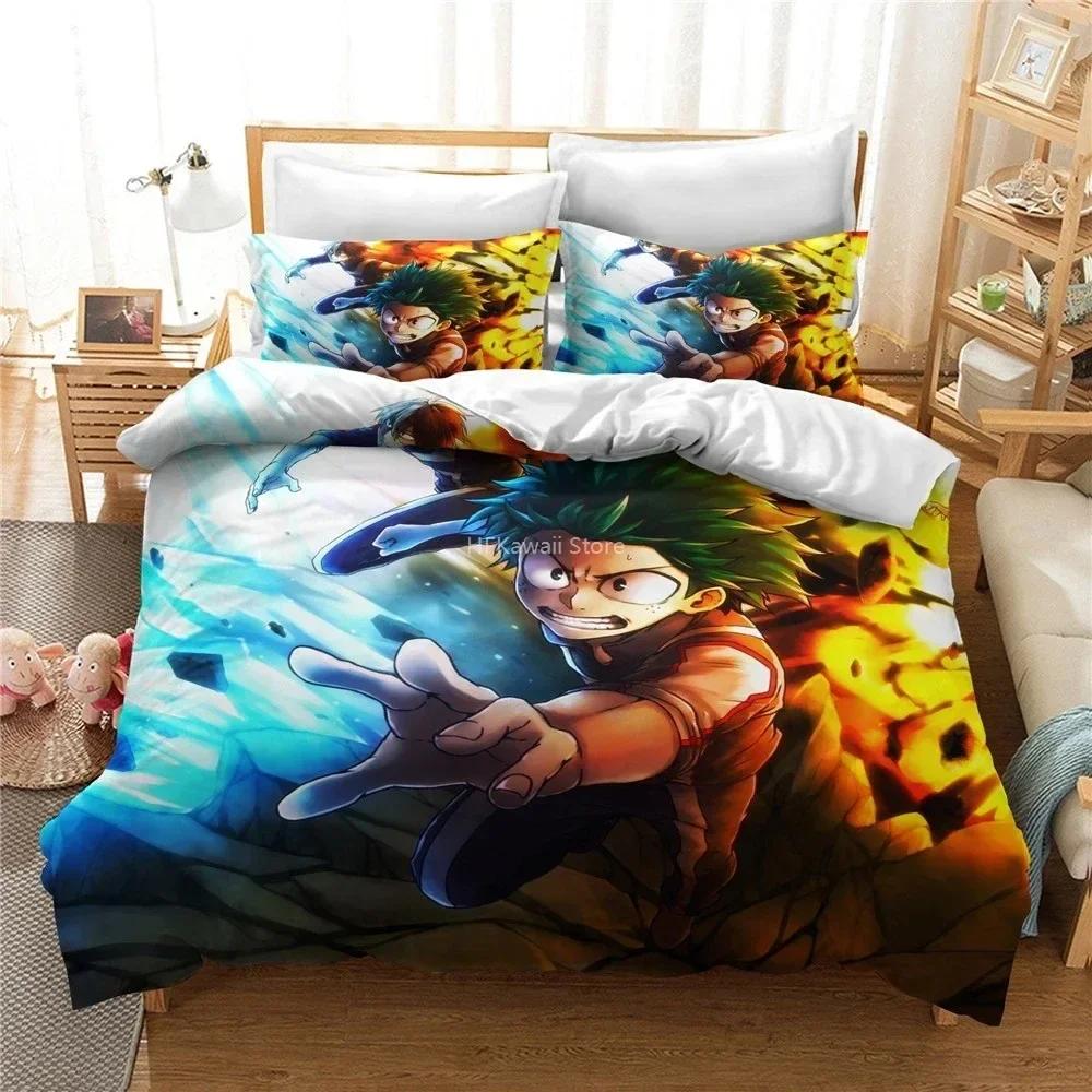 Design Popular 3D My Hero Academia Comfortable Duvet Quilt Cover Pillowcase Bedding Set Children Bedroom Decoration Home Textile