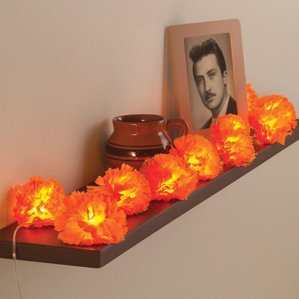 1.5/3m Mexican Marigold LED Light Battery Powered Orange Halloween Marigold Light String Garland String Lights