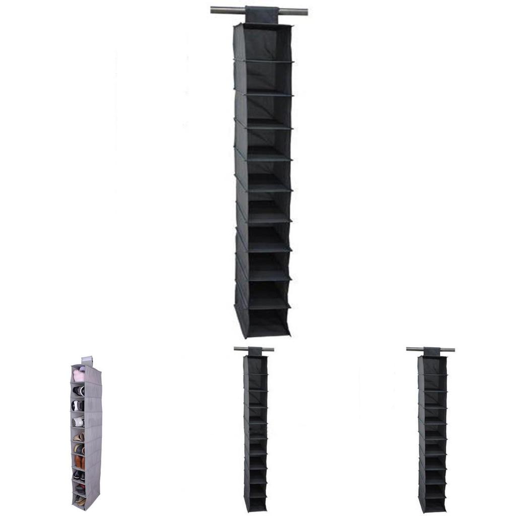 Lightweight Nonwoven Shoe Organizer With Tiered Hanging System For Closet And Wall Use