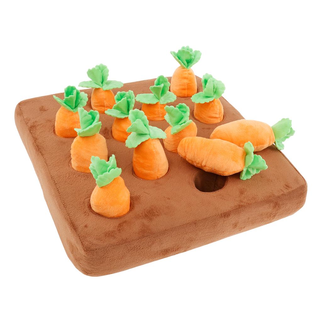 Hundespielzeug Schnüffelteppich für Haustier Karotte Plüschtier Matte Innovatives Plüsch Gemüsefeld Zieh Radieschen Plüsch Karotte Hunde Interaktives Spielzeug