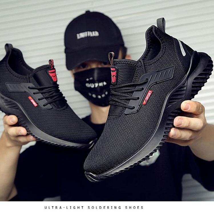 Arbetsskyddsskor Herr sommar Andas Anti-knäppning Anti-punktering Mjuk botten Anti-lukt Stållindad tå Arbetsskor Lättvikt
