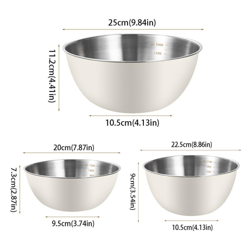 Large Capacity Stainless Steel Bowls Anti-scalding Food Container Salad Mixing Bowl Sets  Cooking
