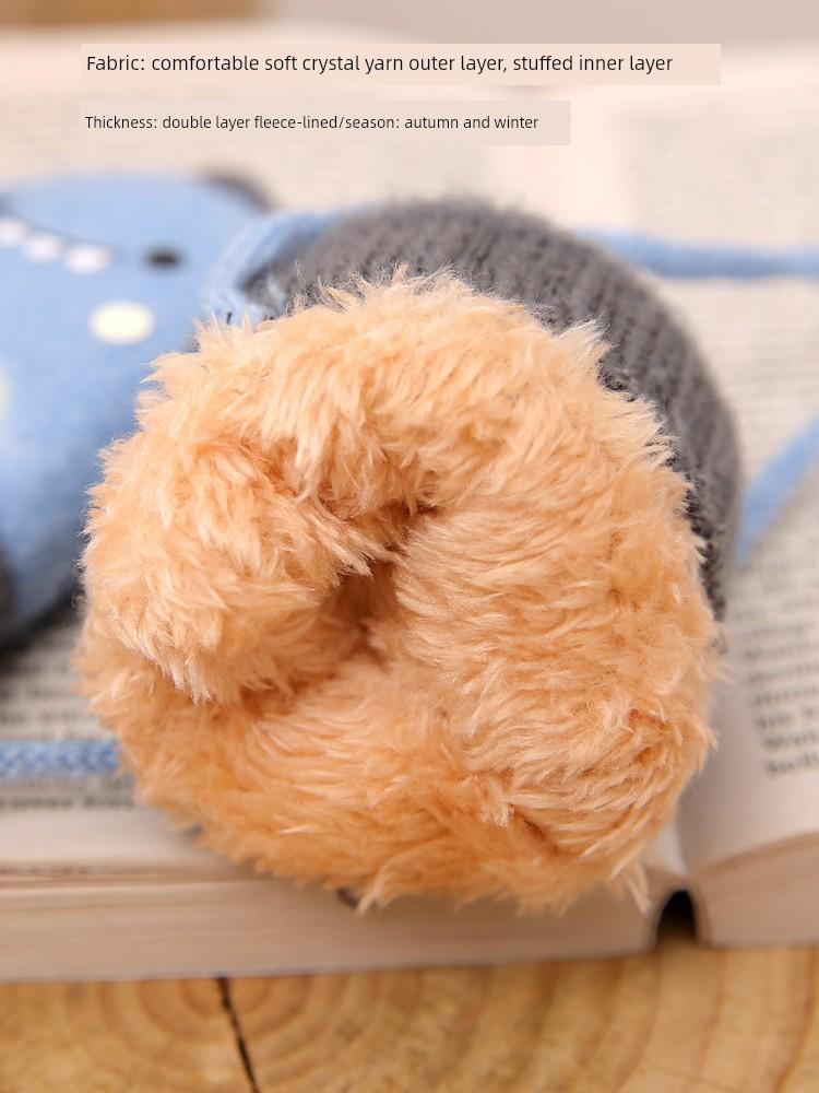 Baby Gloves for Autumn and Winter, Thickened and Fleece-Lined for Warmth, Suitable for Toddlers, Boys and Girls, Cute Dinosaur Design, Mittens