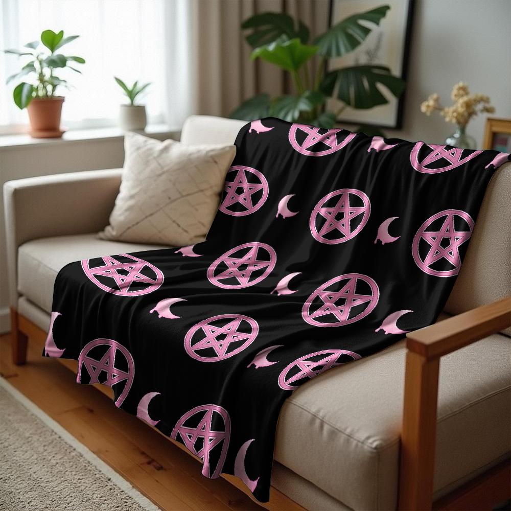 Pink Outline Cow Spots Soft Flannel Blanket Breathable Warm Throw for Office Car Sofa Kids Room Birthday Xmas Gift