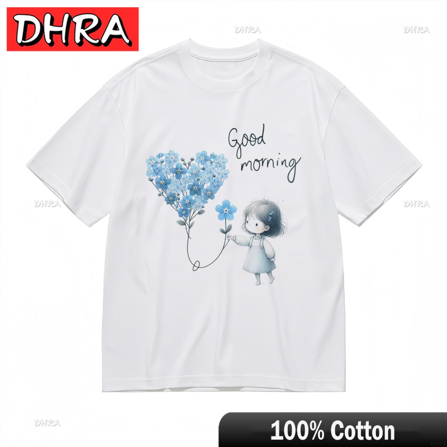 

Womens Breathable Classic TShirt Cartoon Child Holding Flowers Design Tee Streetwear TShirts Tees for Summer TShirt Girls S