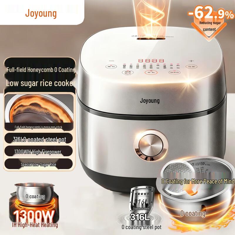 Joyoung 4L Low-Sugar IH Rice Cooker with 316L 0-Coating Pot CN plug (adapter included)
