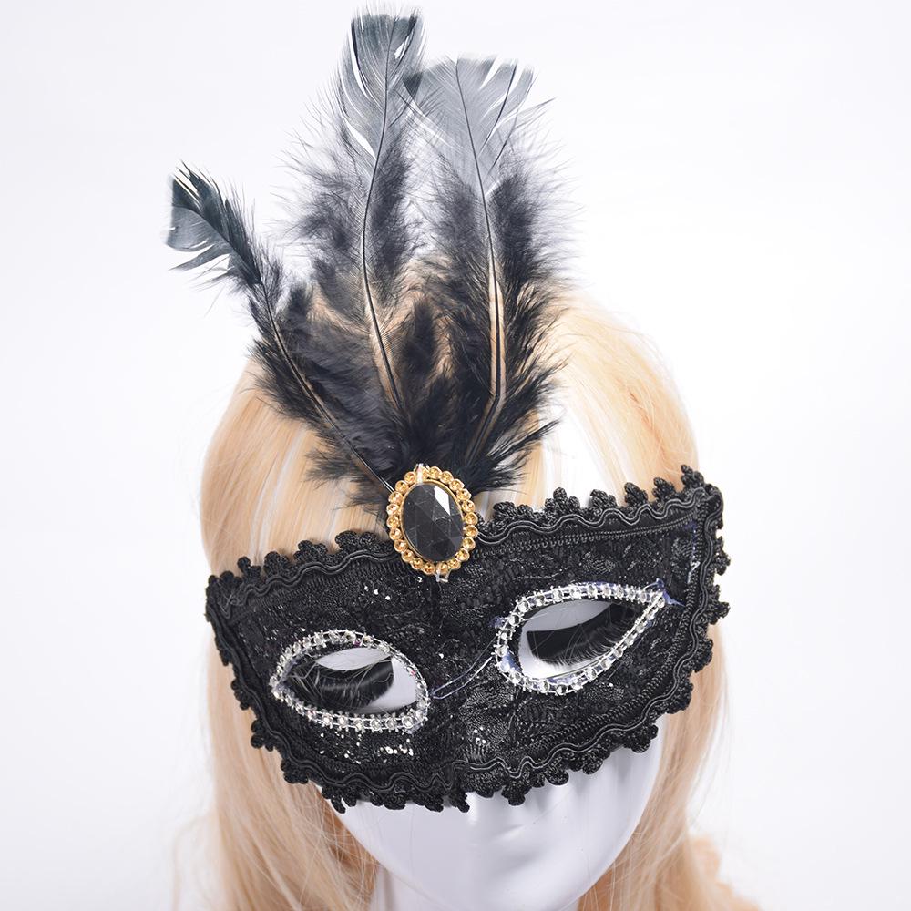 Mian Ju Venetian Princess Half-Face Feather Mask with Dragon Applique
