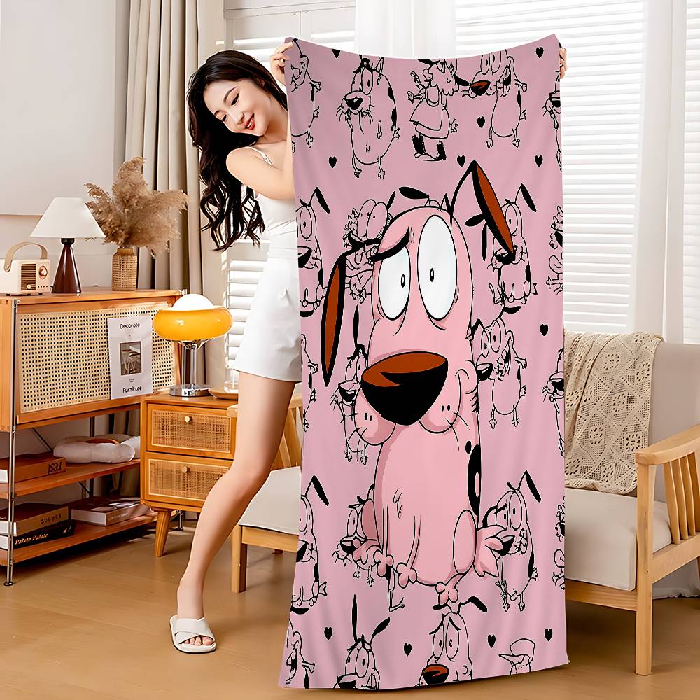 Cartoons C-Courage The Cowardly Dog Bath Towel Microfiber Soft Water Absorbing Breathable For Girl Kids Decorative Beach Towel