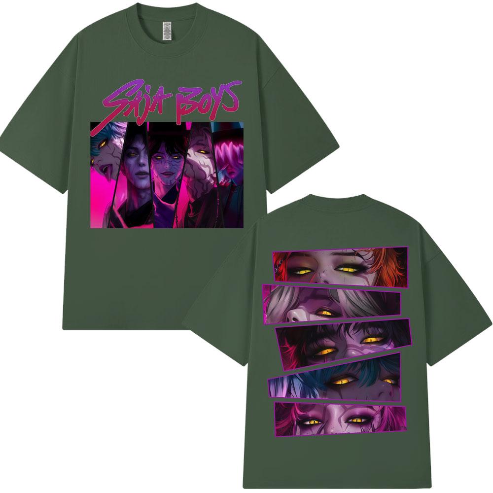 Kpop Movie Anime Demon Hunters Saja Boy Graphic T Shirt Fashion Vintage Manga Men Women T-shirts Oversized Casual Cotton T-shirt