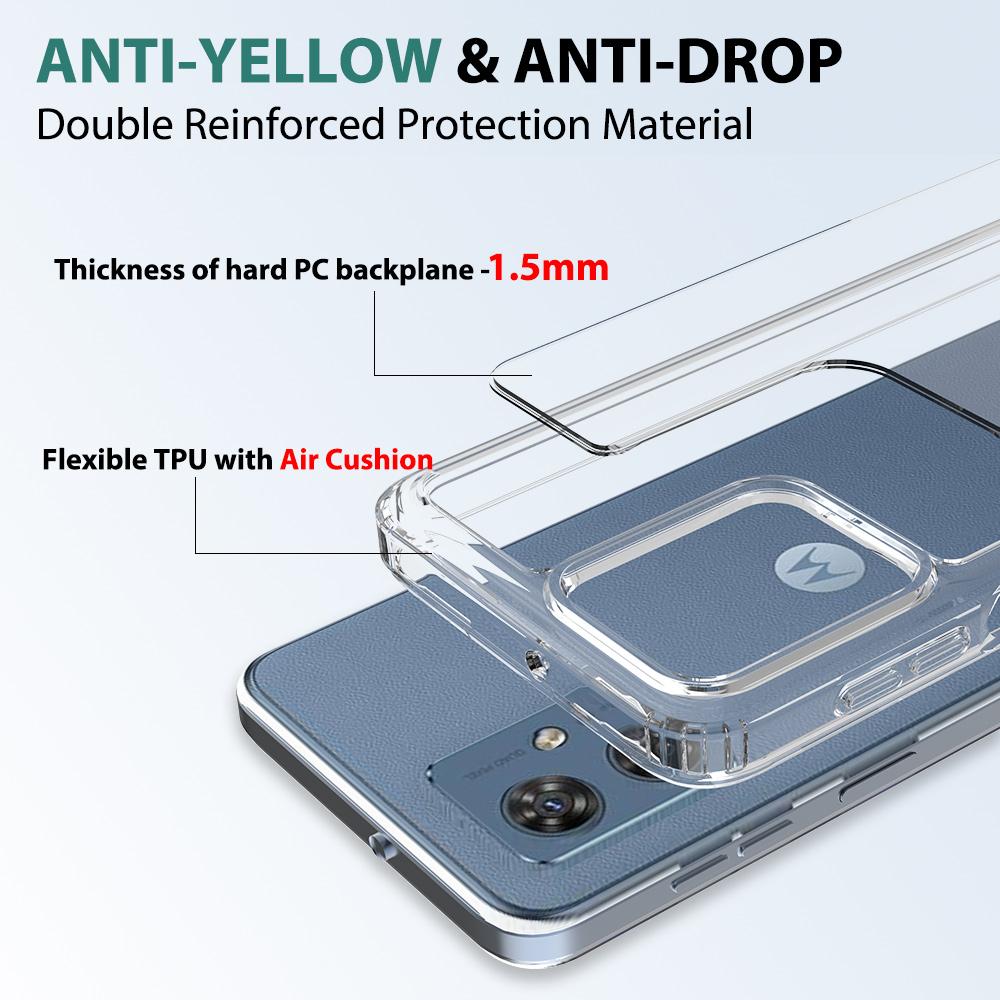 Shockproof Acrylic Clear Case For Motorola Moto G54 G84 G14 Transparent Hard Shell Soft Frame Back Cover for Moto Edge 40 Neo