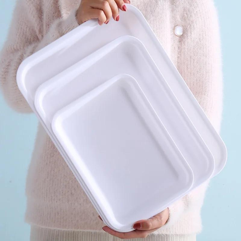 Plastic Rectangular Deepening Tray Deli Dish Bread Plate Breakfast Tray Multifunctional Cup Sundries Storage Kitchen Supplies