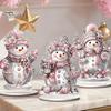 Christmas Party Centerpieces Winter Ornaments, Double-sided Acrylic Snowman/Santa Claus/Reindeer/Cottage Table Xmas Fireplace Decorations for Holiday