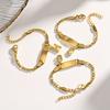 Qiuhan Zircon Letter Children's Baby Bracelet Stainless Steel Gold Engraved Custom Name Bracelet