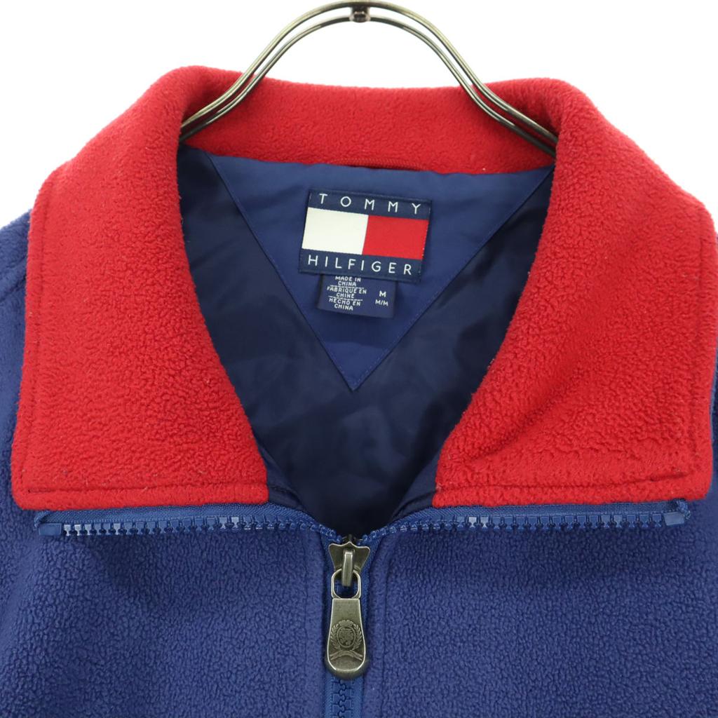 Tommy Hilfiger 90er Jahre Alte Flagge Etikett Einpunkt-Logo Langarm Toriko-Farbe Fleecejacke Herren Gebraucht