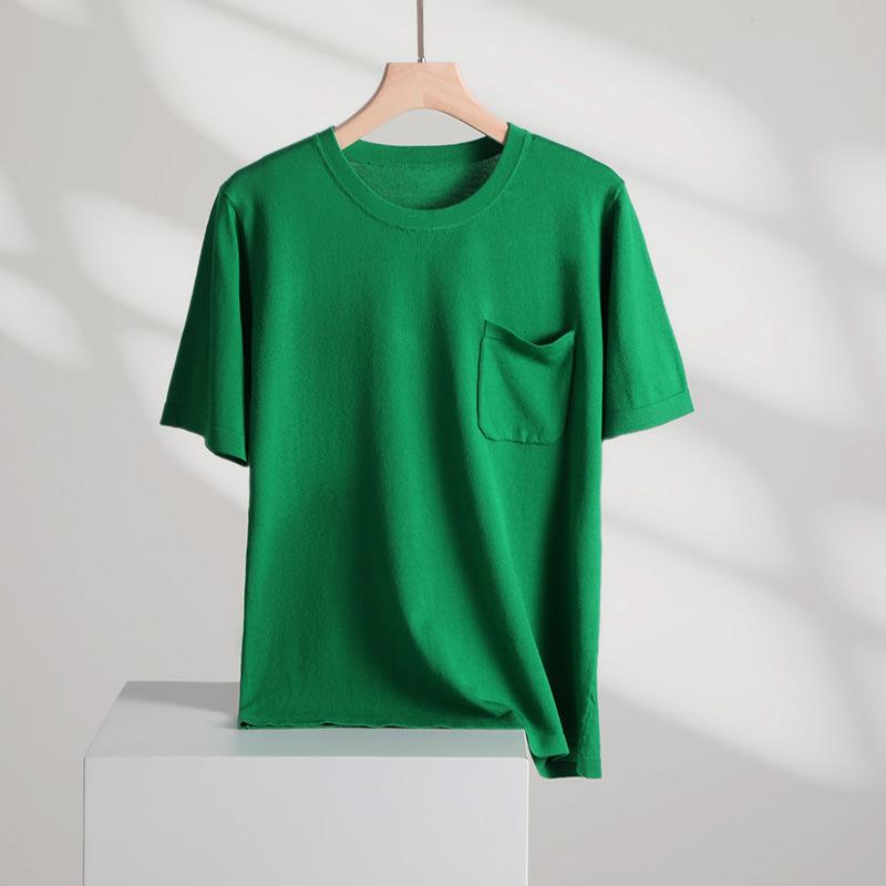 Thin Style, Round Neck, Short Sleeves for Women, Summer Style, Silky, Soft and Loose T-shirt, Fashionable and Versatile