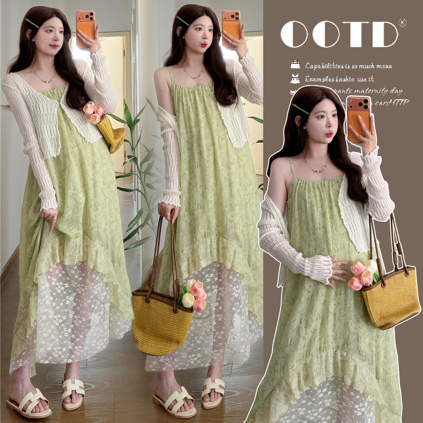 

2026 Spring/Summer Floral Two-Way Maternity Camisole Dress & Cardigan Set M