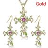 Flower Cross Pendant Necklace Earrings Jewelry Set for Women Gifts