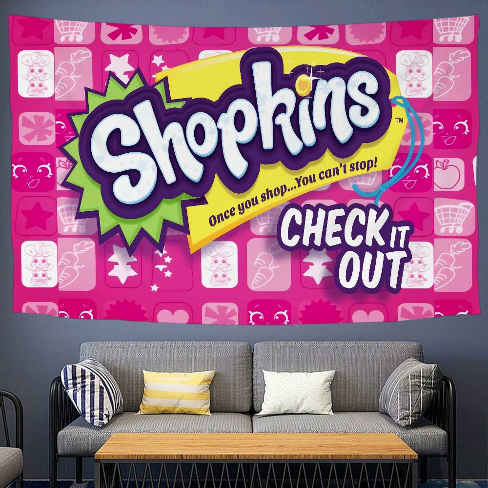 Cute SShopkins Anime Tapestry Wall Hanging Decoration Household Wall Hanging Home Decor