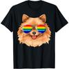 Pomeranian Gay Pride Flag LGBT Rainbow Sunglasses Pomeranian T-Shirt