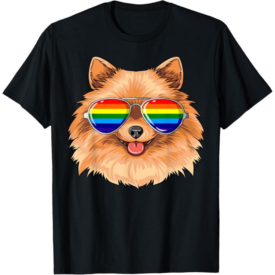 

Pomeranian Gay Pride Flag LGBT Rainbow Sunglasses Pomeranian T-Shirt XXXXXL чорний