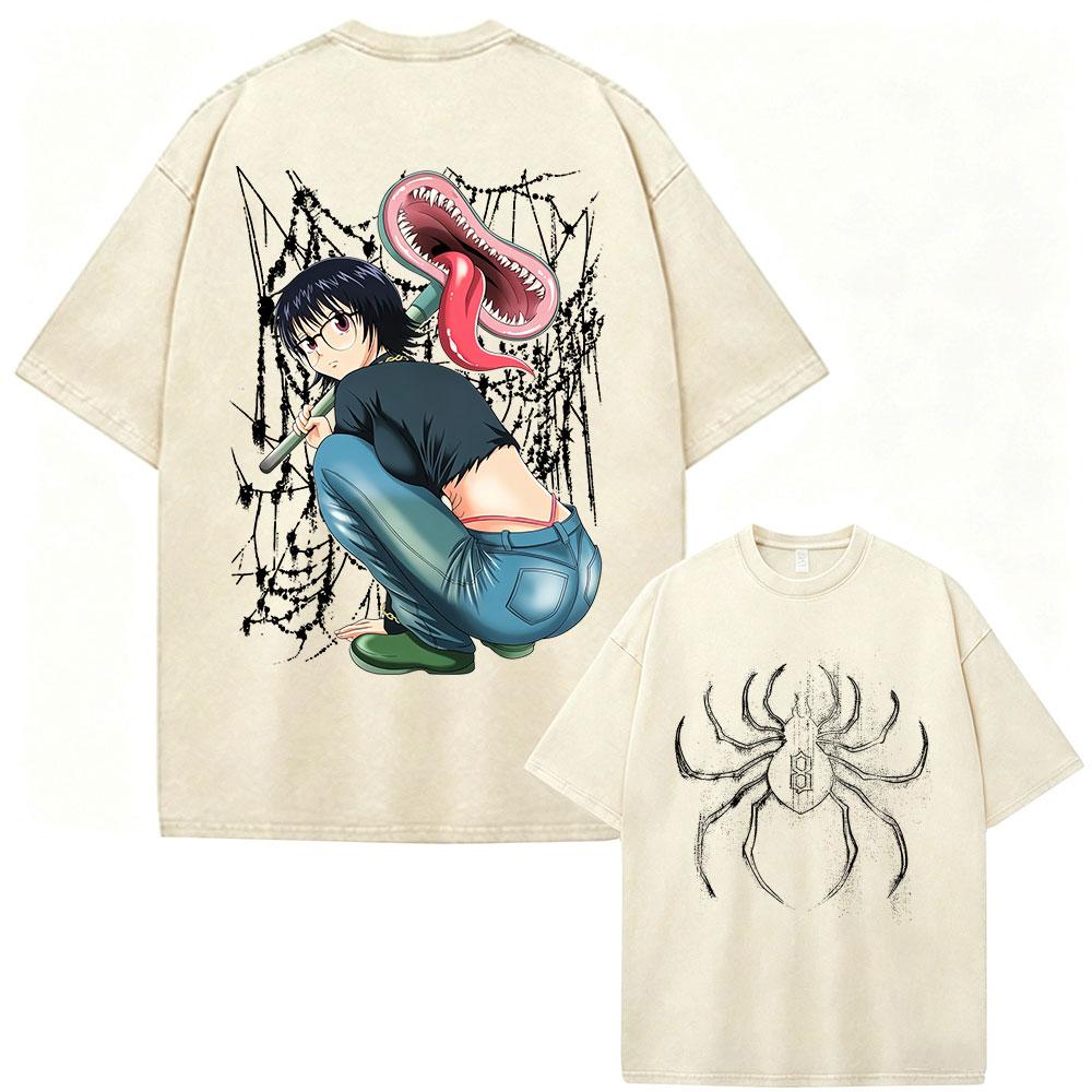 Anime Hunter X Hunter Shizuku Spider Troupe Phantom Vintage Washed T-shirt Men Women Fashion Casual Cotton Short Sleeve T-shirts