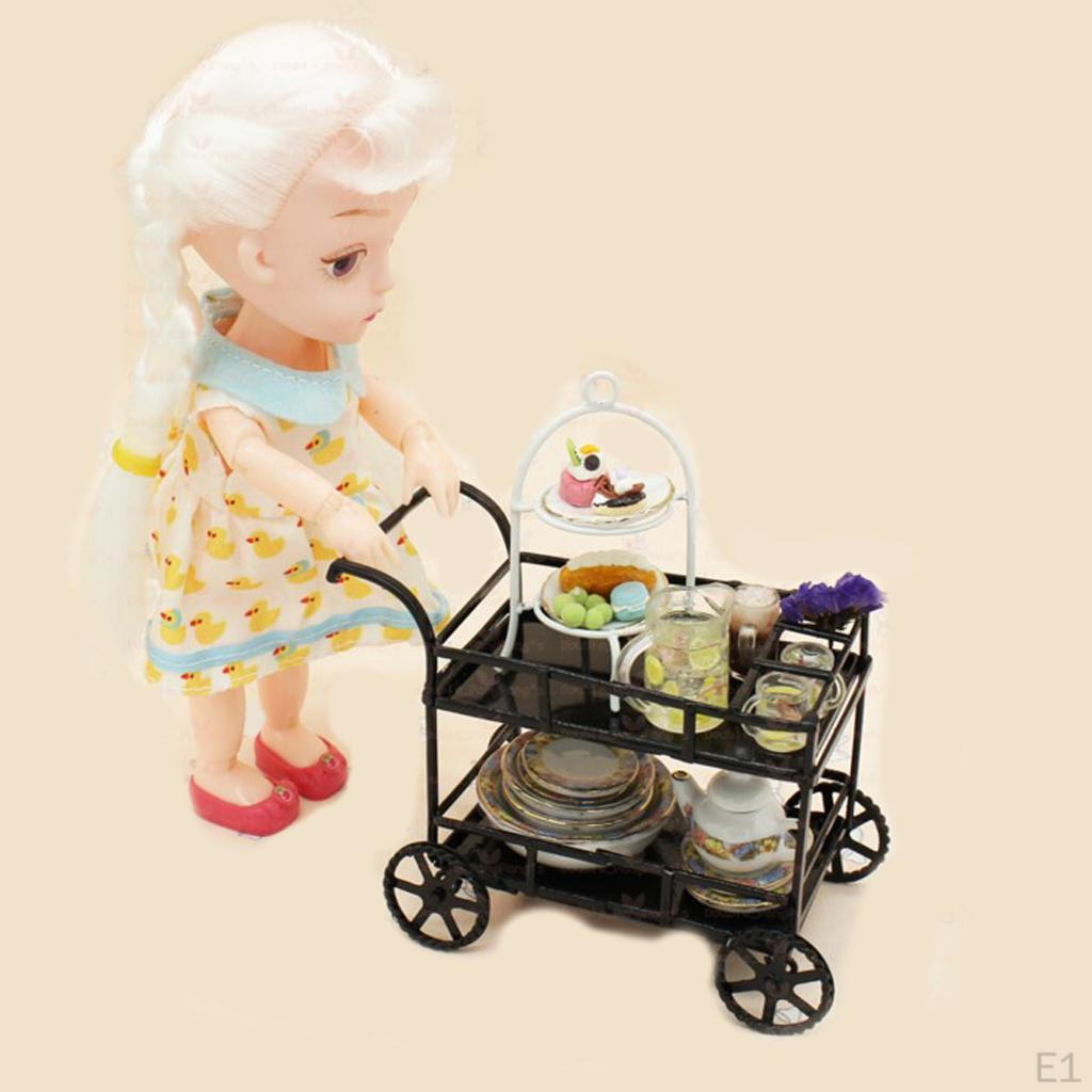 Miniature Metal Serving Cart /12 Dollhouse Accessories - Dolls Kitchen, Dining Room, Restaurant