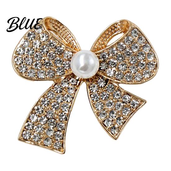 Lightweight Bow Accessory Brooch Pin 3D Design with Imitation Pearl