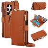 Crossbody Ring Holder Zipper Cards Solt Wallet Leather Case For Samsung Galaxy S24 Ultra S23 FE S22 S21 Plus A55 A15 Purse Cover