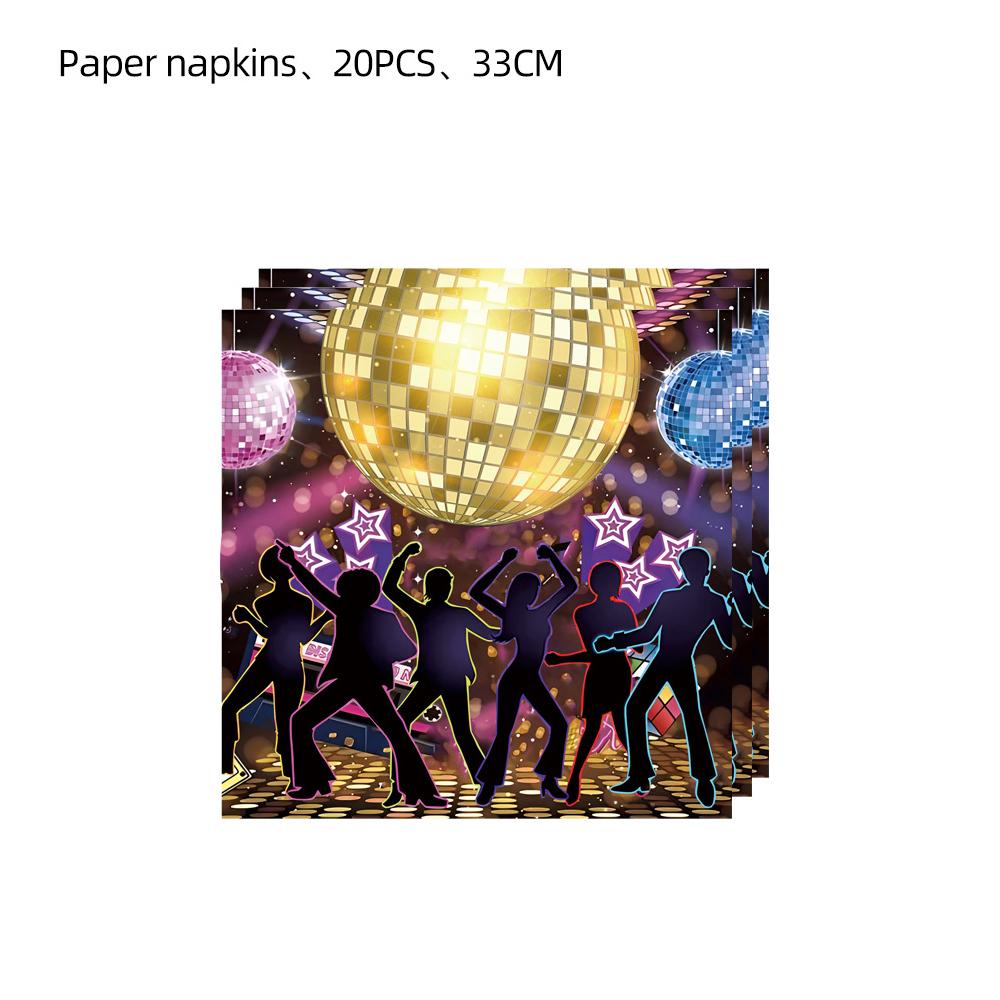 51pcs 80’s Party Tableware Set Include Plate, Cup, Napkin, Tablecloth, 10 Guests