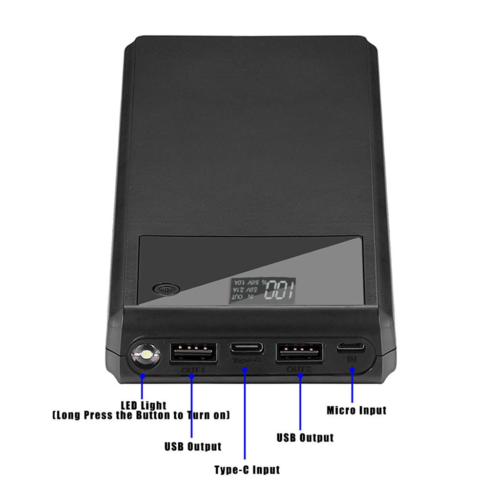 Detachable Storage Box QC3.0 PD Super Fast Charge 10x18650 Battery for Case DIY Power Bank for Shell