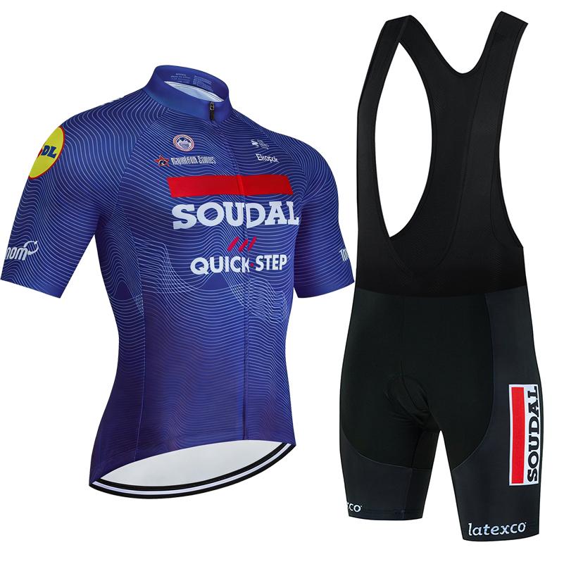 Soudal Quick Step 2026 Cycling Jersey Set Short Sleeve Bicycle Clothing Men MTB Maillot Ciclismo Bike Racing Bib Shorts Set