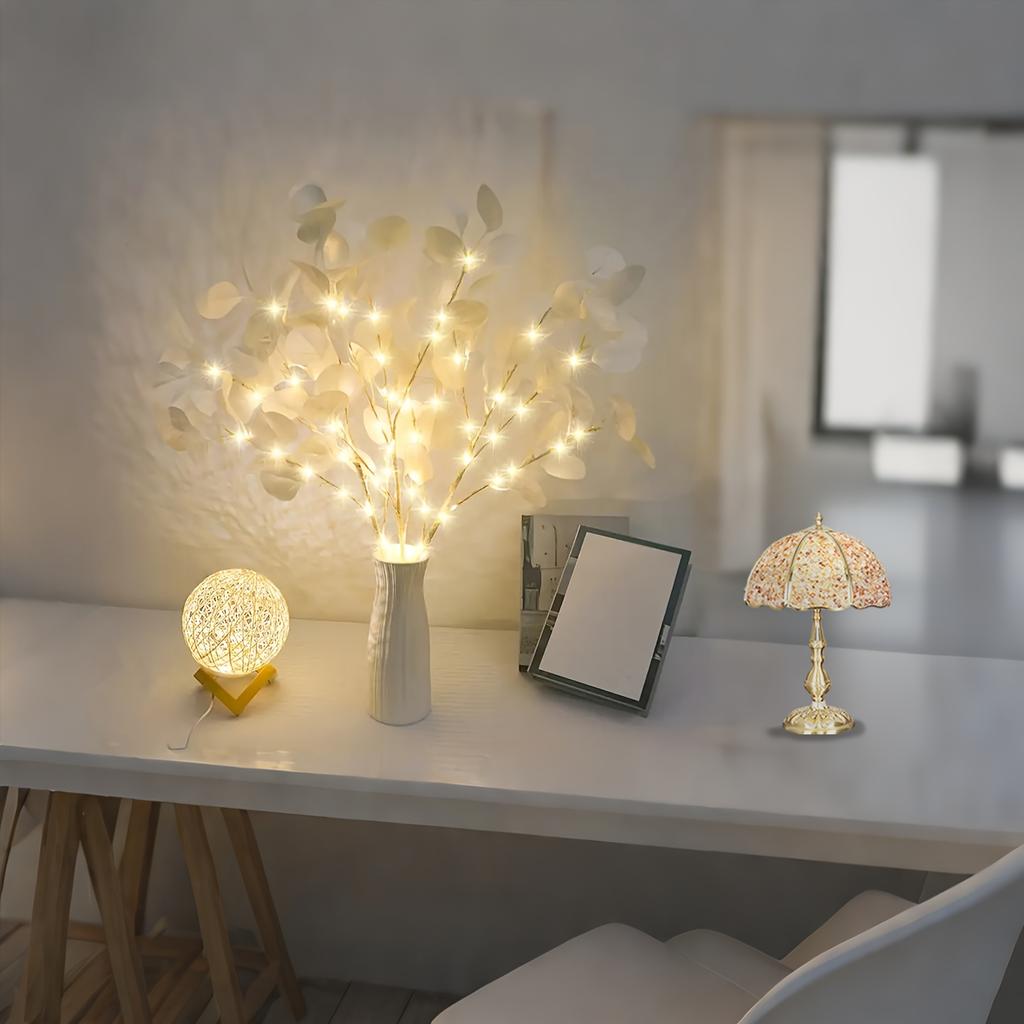 Batteriebetriebene LED-Zweiglichter, Innen-Party- & Weihnachtsdeko, Warmweiß, 20 LEDs, 88cm, IP65 Wasserdicht, 3er-Pack