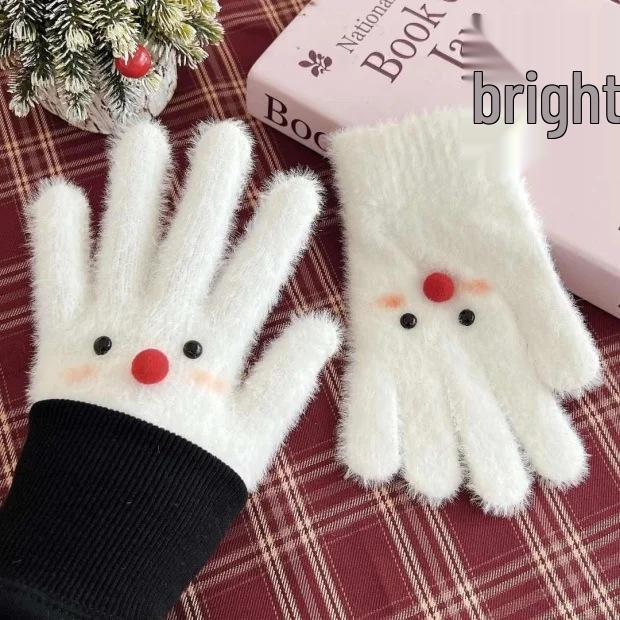 

New Arrival: Shy Snowman Plush Gloves - Women s Winter Warm Fleece-Lined for Cycling