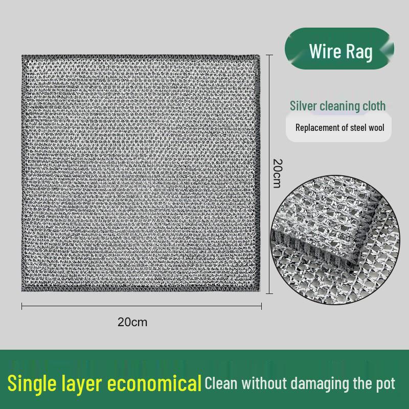 Alternative Steel Wool Double-Layer Non-Stick Dishwashing Cloth