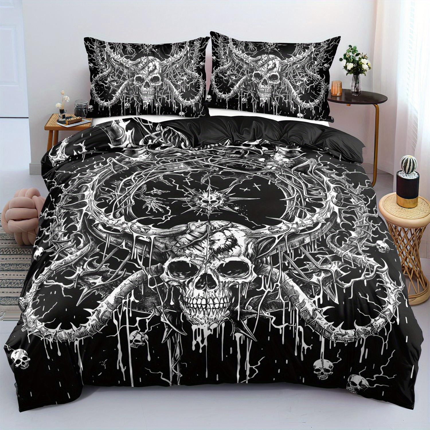 

Gothic Skull Bedding Set: 1 Duvet Cover + 2 Pillow Cases) - Includes 1 Duvet Cover And 2 Pillow Cases Duvet Cover Set&EU Single(135x200cm)