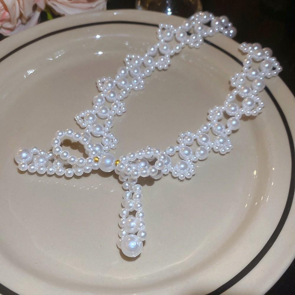 Pendant Bow Necklace Bead Collarbone Chain Sweet Clavicle Chain Women Girls