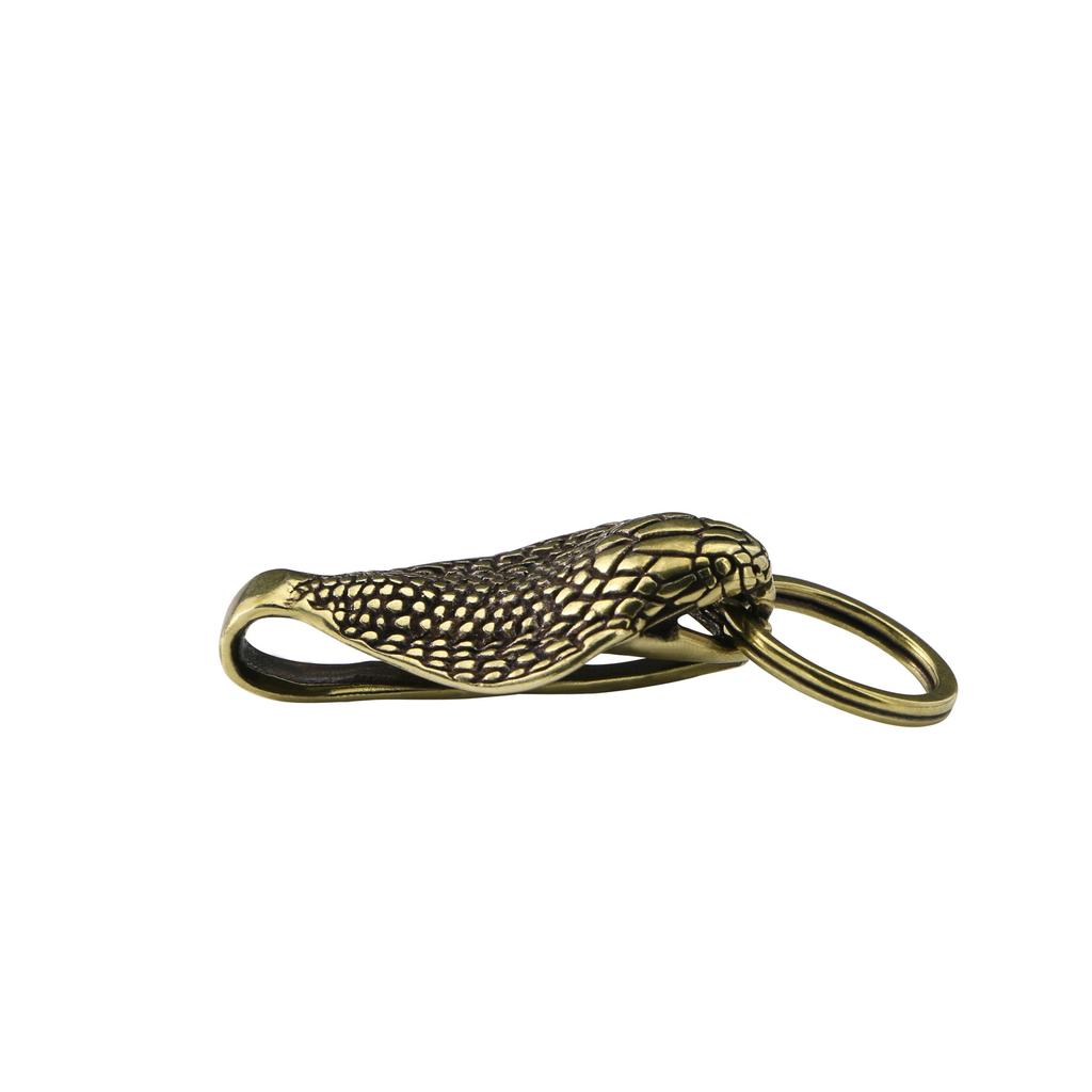 EDC Brass King Cobra Snake Metal Figurine Buckle Keychain Animal Souvenirs Vintage Home Decor