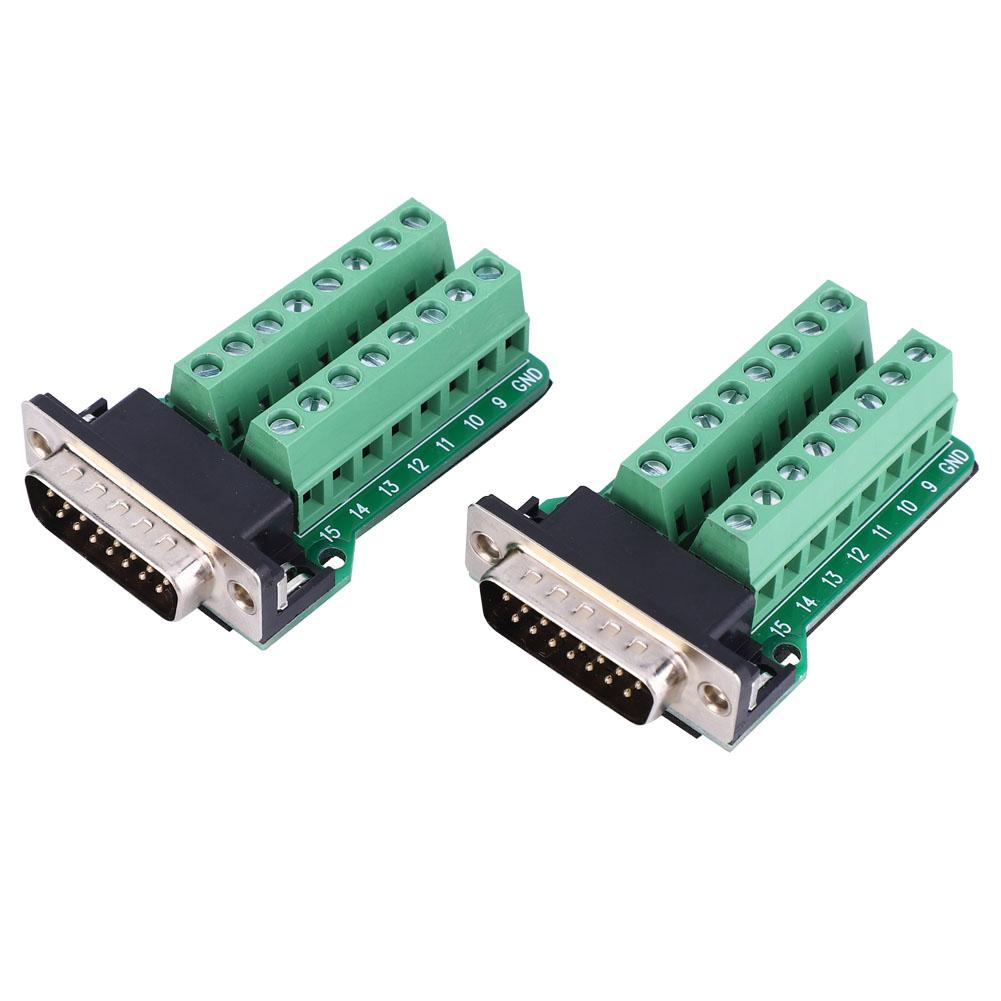 2Pcs DB15 G2 00 DB15 to Terminal Block Board Male Connector Riveting Tooth Type