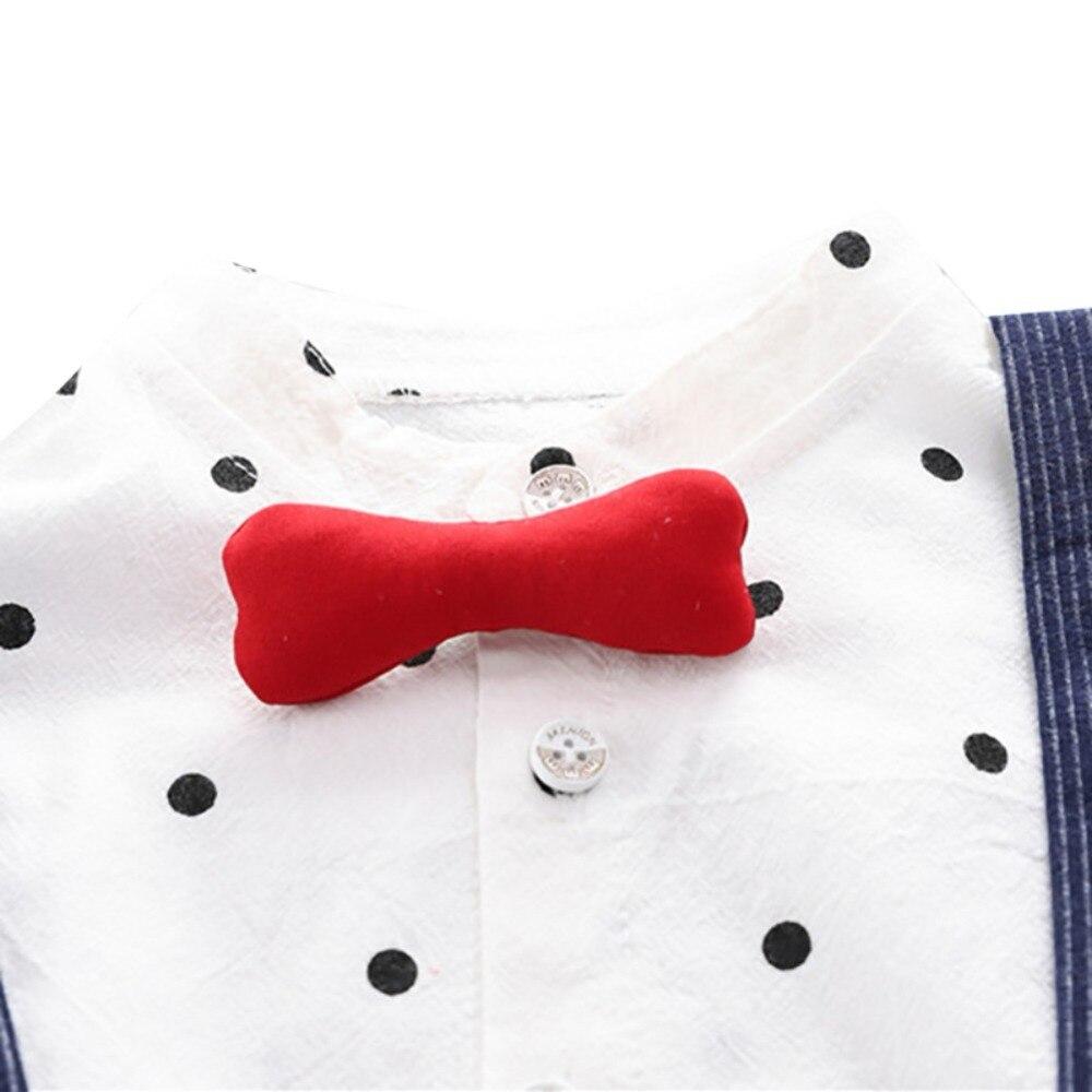 Letné chlapčenské topy s krátkym rukávom s bodkovanou potlačou Košele+šortky s remienkom Bežné oblečenie Súpravy