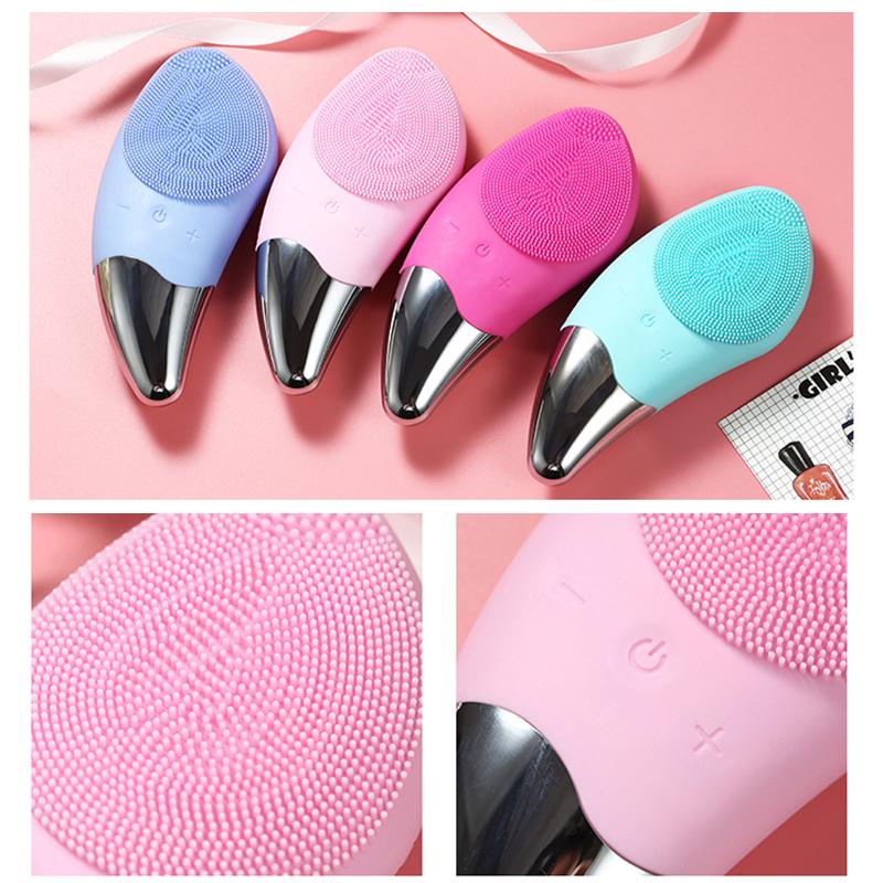 Electric Facial Cleansing Brush Deep Cleaning Face Ultrasonic Silicone Beauty Eye Massage Face Cleansing Instrument USB Charger