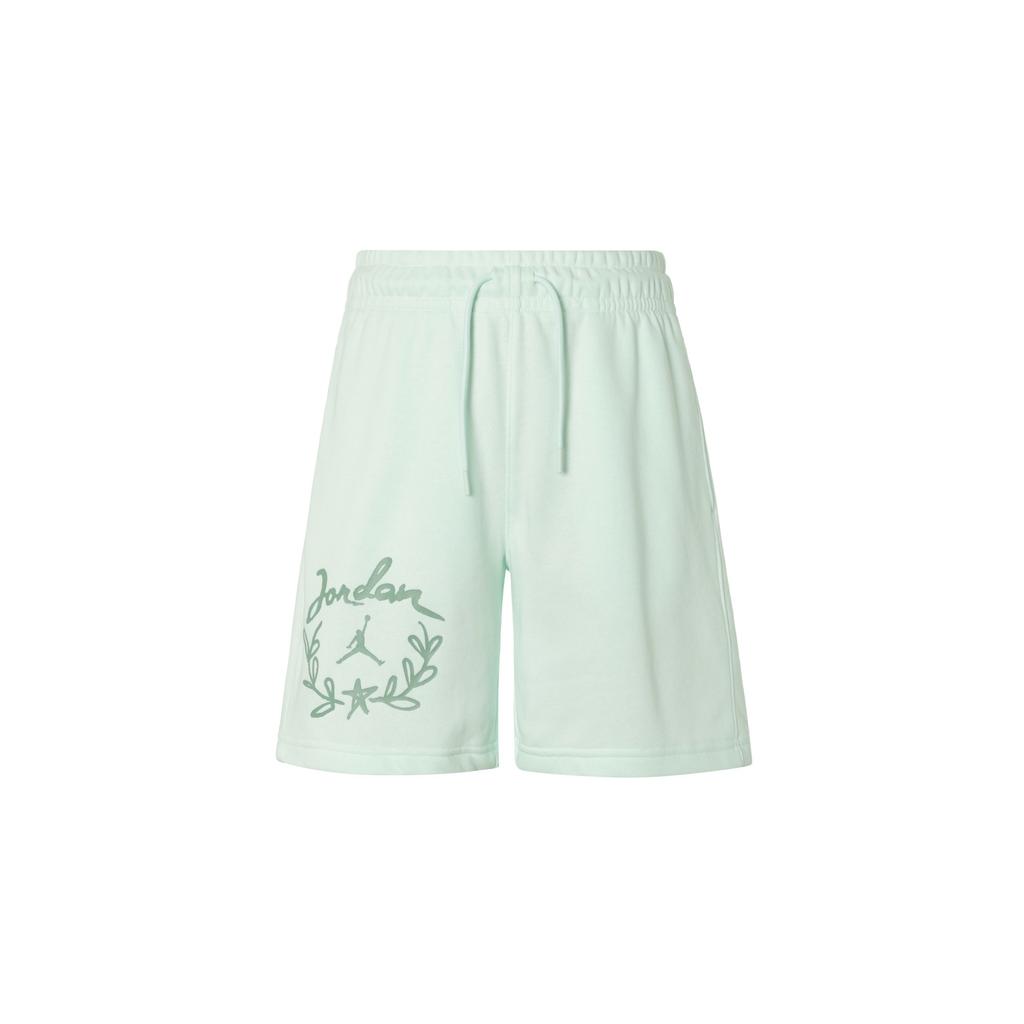 Jordan Brooklyn Fleece Logo Print Drawstring Mid-Rise Casual Shorts Women Shorts Light-Green FN5784-394