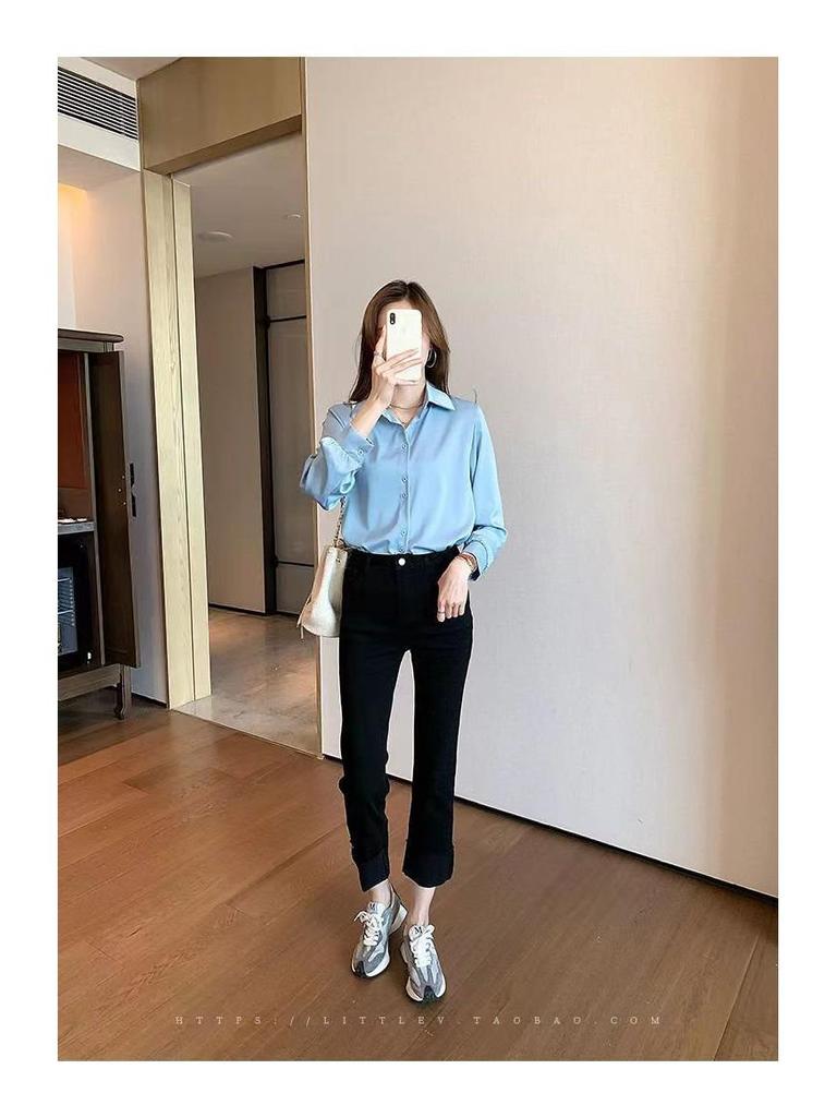 Wrinkle-Resistant Chiffon Long Sleeve Shirt for Women - Spring/Summer Fashion
