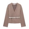 TAOP&ZA Women's Spring/Summer Long Sleeve Belted Knitted Cardigan