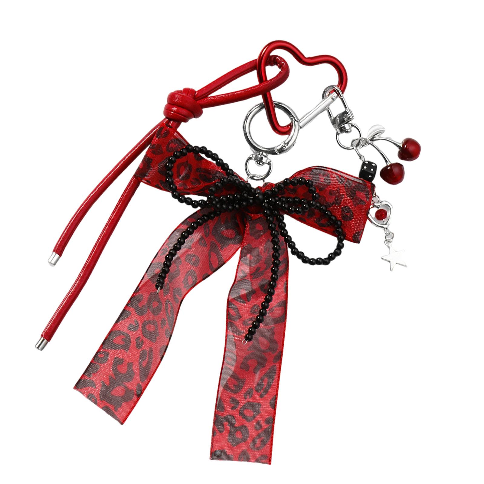 

Elegant Cherrys Bowknot Love Charm Portable Keychain Charm Sturdy Alloy Pendant for Handbags Decoration for Daily Use 2