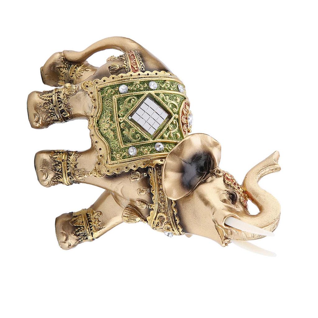 Lucky Feng Shui Green Elephant Statue Sculpture Wealth Figurine Gift Home Decoration