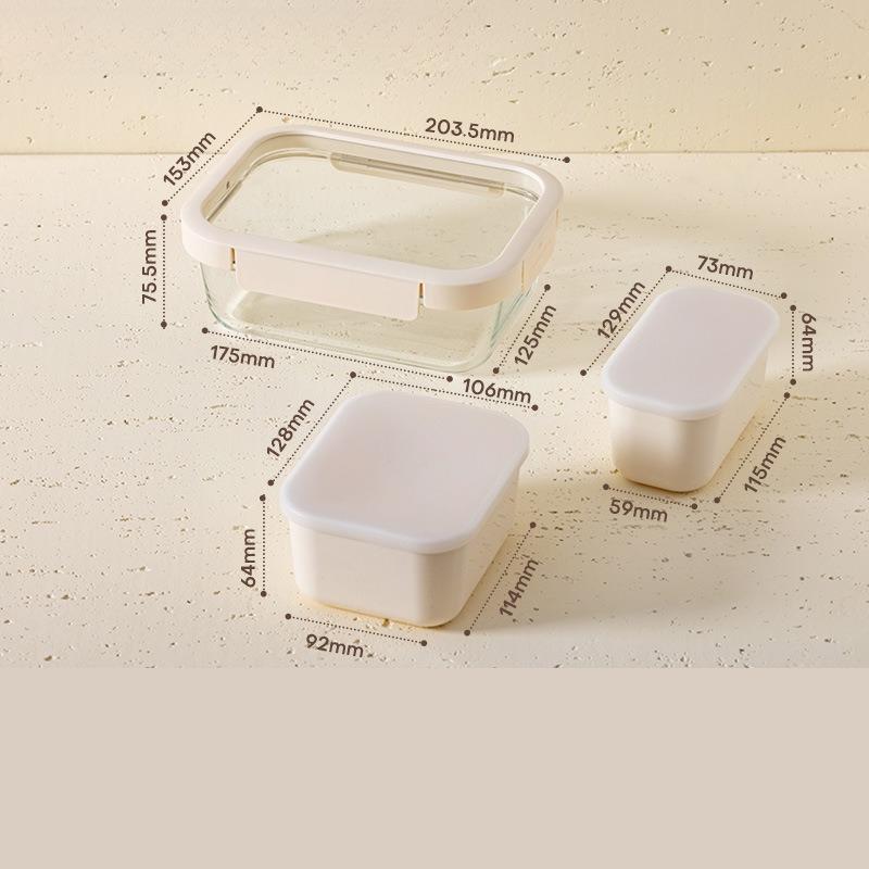 Glass lunch box for office workers microwave oven heating sealed lunch box special bowl with lid divider fresh-keeping box