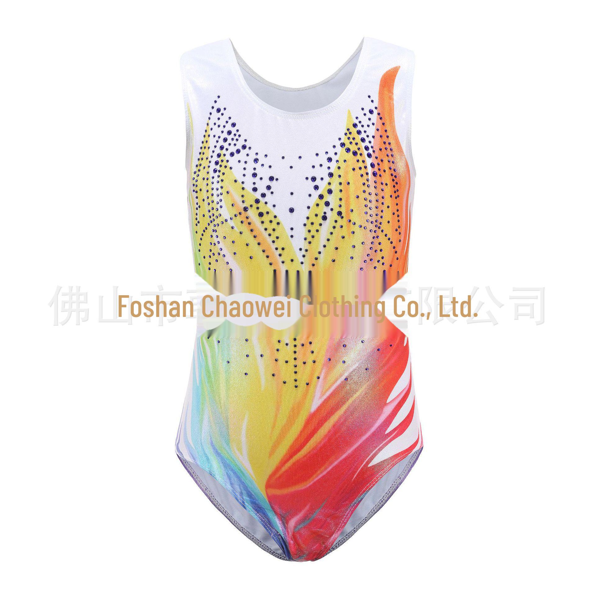 

Детские красочные гимнастические и танцевальные костюмы с золотым тиснением, трико для выступлений и одежда для тренировок. 9-10Y (140)