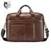Men's Genuine Leather Business Laptop Briefcase - Large Capacity, Top Layer Cowhide, Crossbody Shoulder Bag