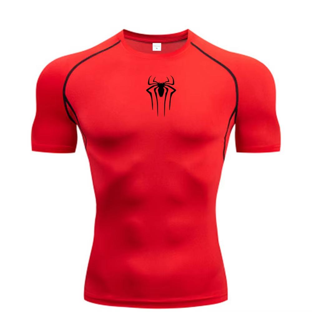 New Compression Shirt Men Fitness Gym  Sport Running spider print T-Shirt Quick Dry Short Sleeve T-Shirt For Men